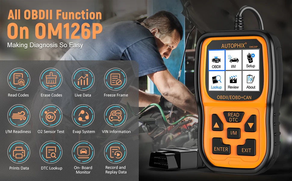 Autophix OM126P Professzionális OBD2 Diagnosztikai Olvasó