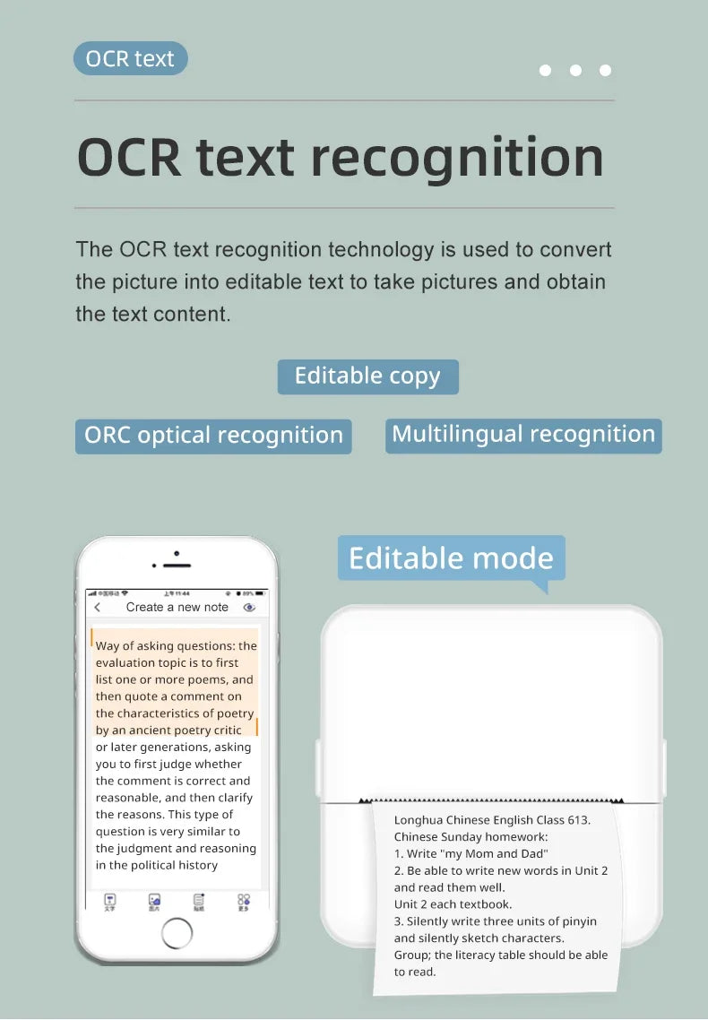 X6 Mini Taşınabilir Mürekkepsiz Etiket ve Fotoğraf Baskısı için Termal Yazıcı