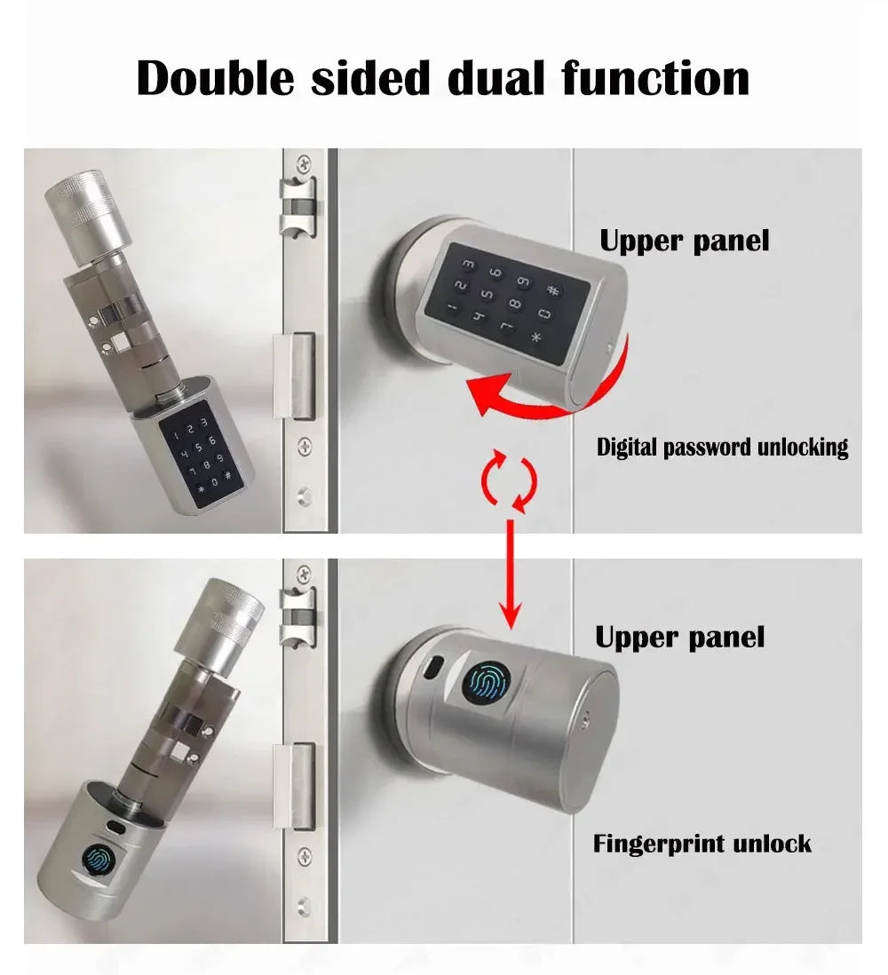 Smart Door Lock Cylinder Fingerprint Lock TTLock APP Digital Keypad Lock Adjustable Euro Cylinder Smart Lock Password IC Card Unlock