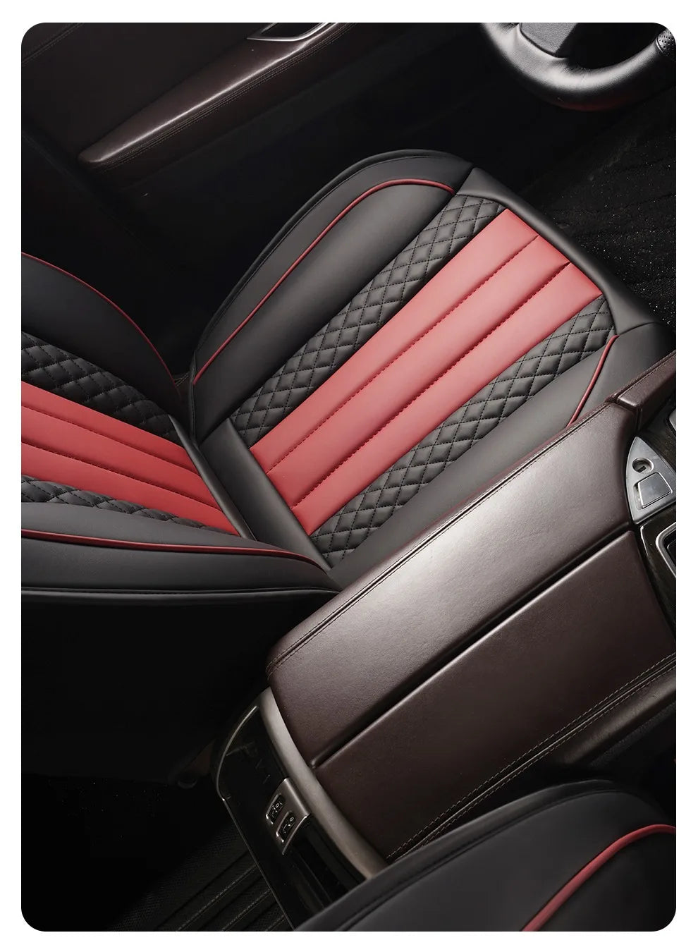 Спортивні чохли на автомобільні сидіння з 5 місцями з ПУ шкіри з 3D вишивкою