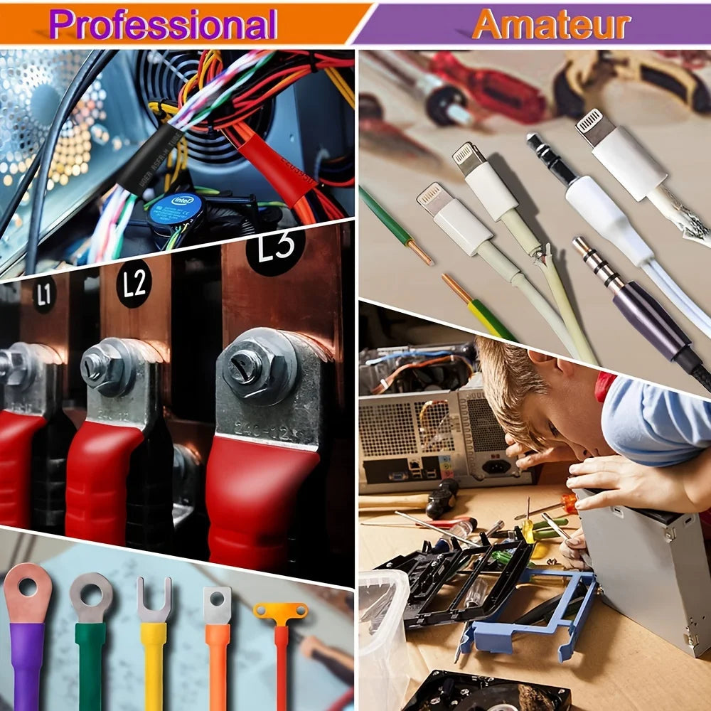 127PCS Black Red Heat Shrink Tubing 2:1 Assortment Polyolefin Tube Car Cable Sleeving Wrap Wire Kit 