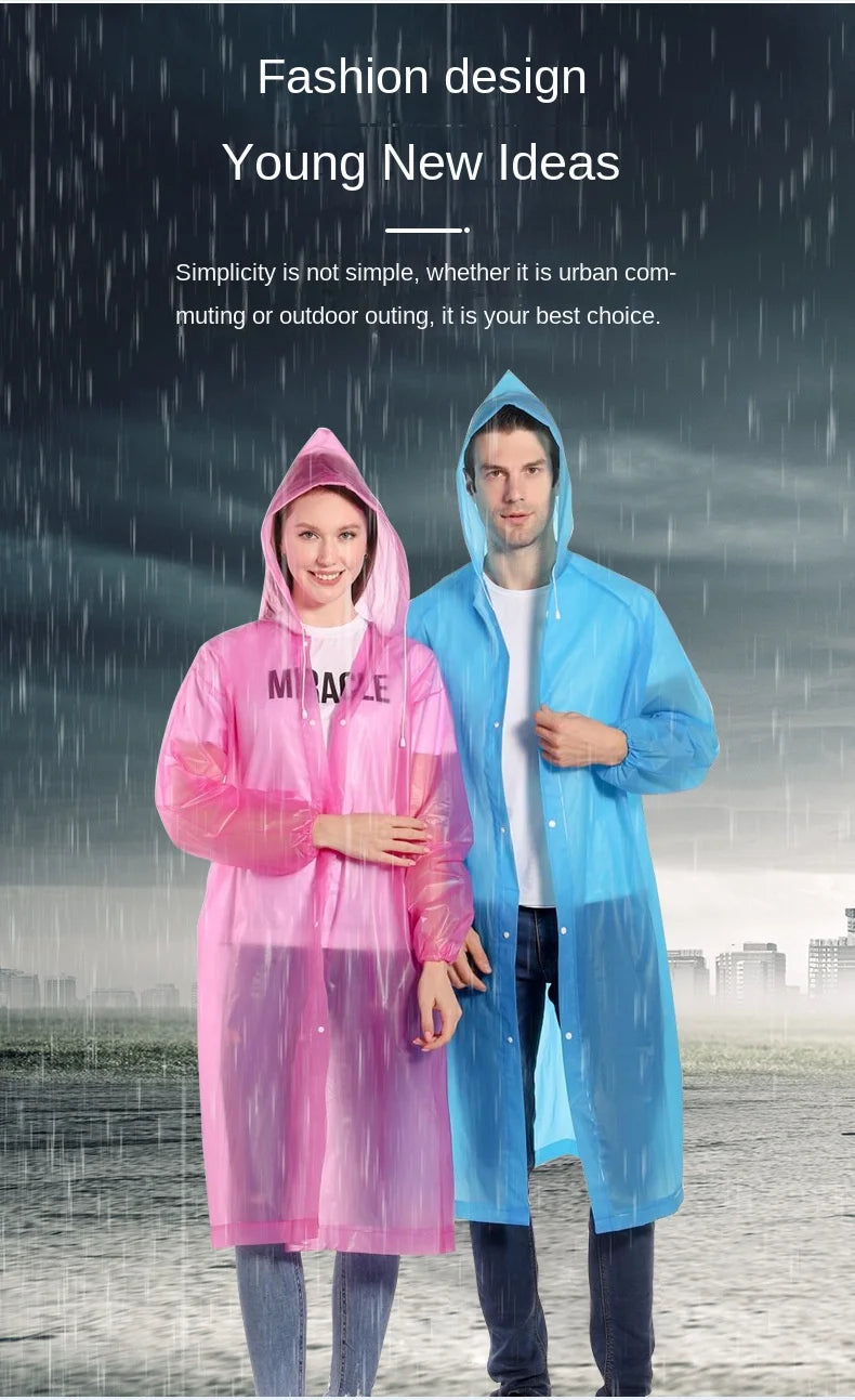 High Quality 1piece 145*68CM EVA Unisex Raincoat Thickened Raincoat Women Waterproof Men Black Camping Waterproof Rainwear Suit 