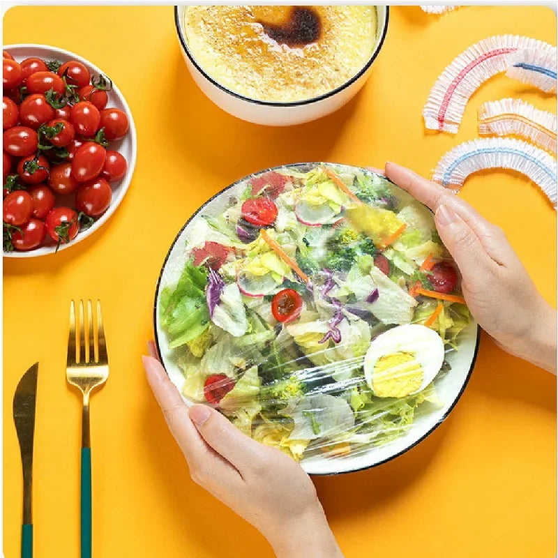 Elastic Plastic Bowl Covers - 100 Pieces