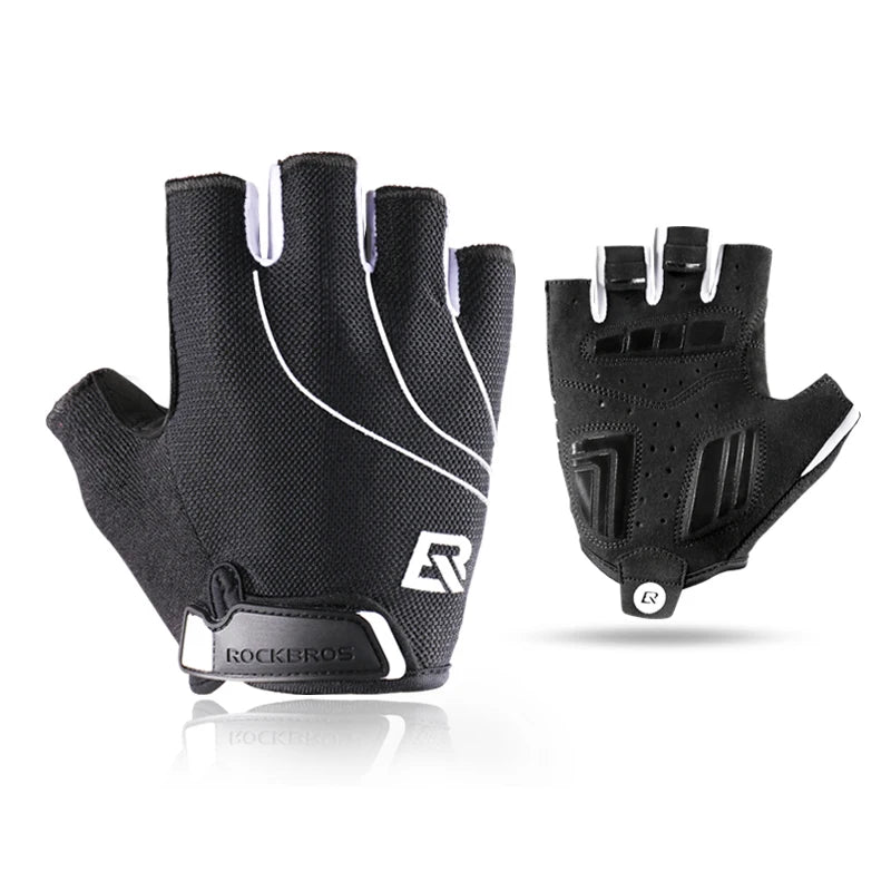 Luvas de Ciclismo ROCKBROS Luvas de Bicicleta com Almofada de Espuma Amortecedora Luvas Curtas de Meio Dedo Antiderrapantes Respiráveis para MTB DH Luvas para Homens