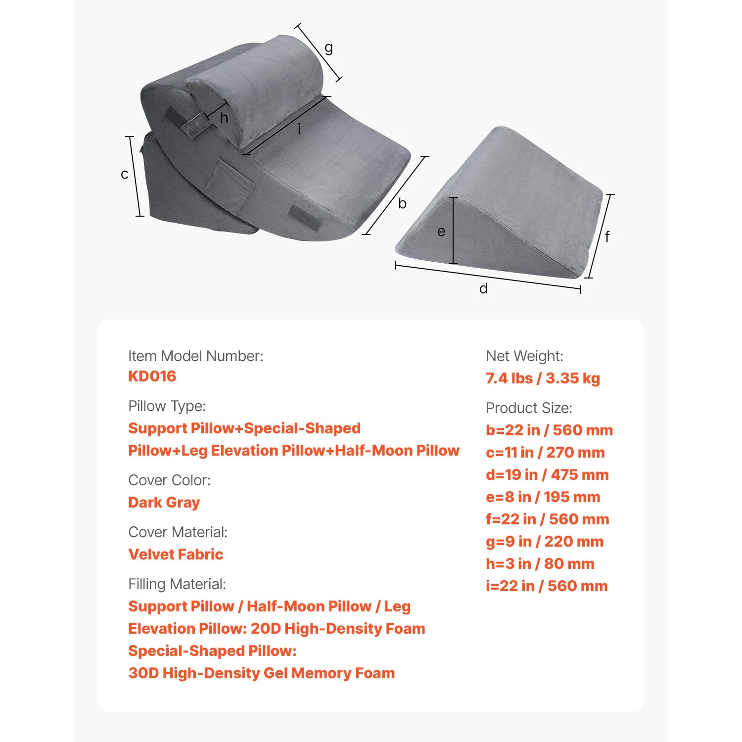 Adjustable 4-Piece Wedge Pillow Set for Sleep & Recovery Support