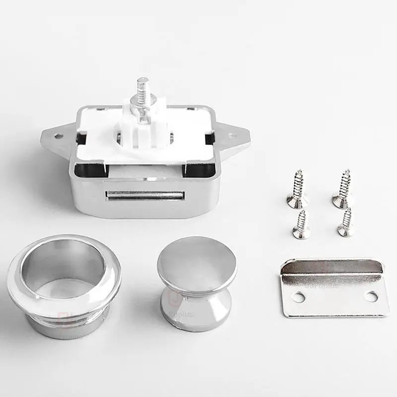 Mechanical push-button cabinet latch