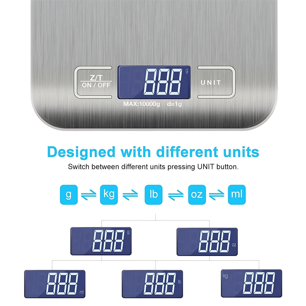 Balança digital de cozinha com LCD, variante de 10 kg