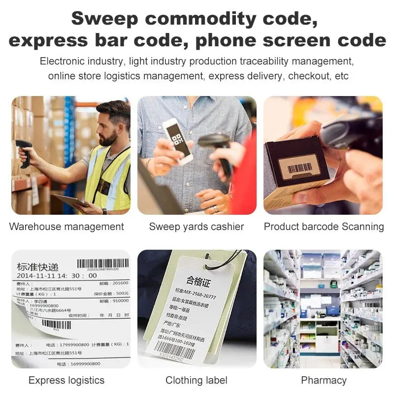 1D/2D QR-codelezer USB Bedraad Handheld Streepjescodelezer