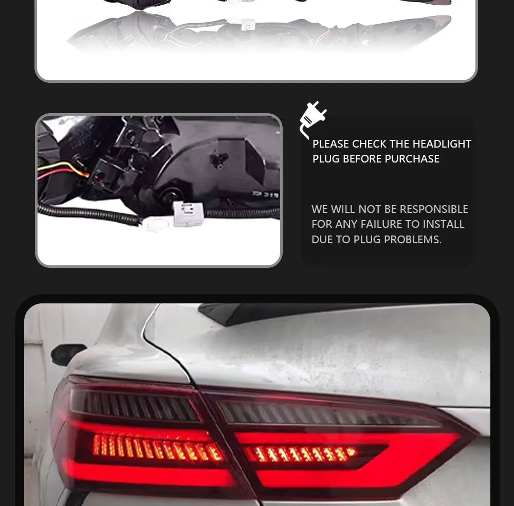 Feux arrière à LED pour Toyota Camry 2018–2022 avec mise à niveau DRL