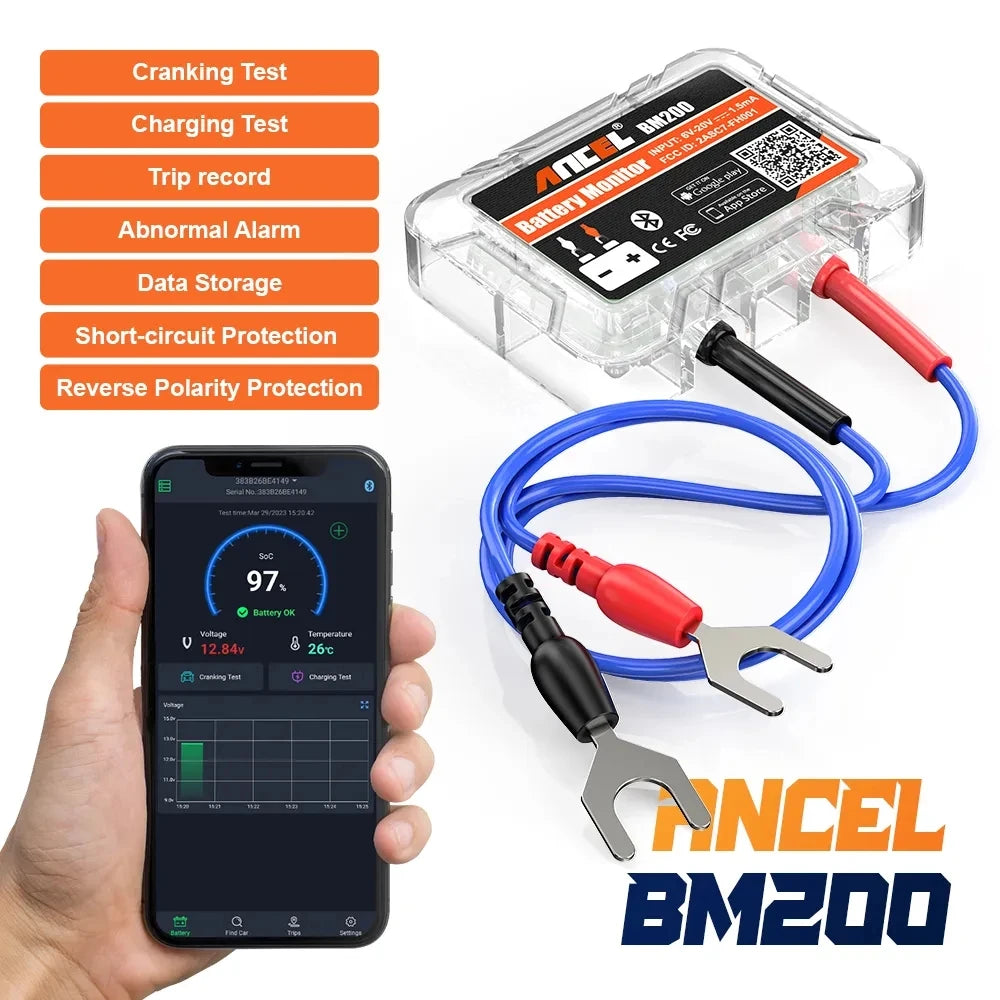 BM200 Bluetooth 12V Fahrzeugbatterie-Überwacher