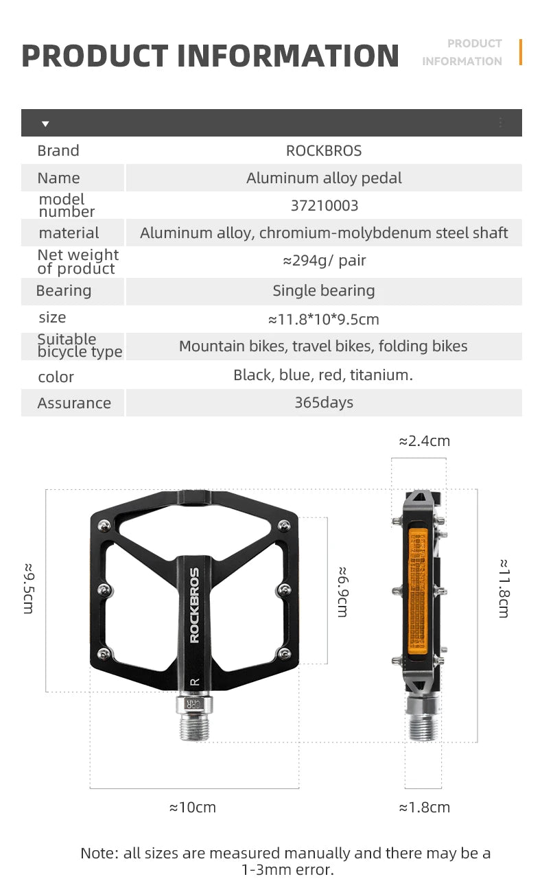 Aluminum Alloy Bicycle Pedals for MTB and Road Riding