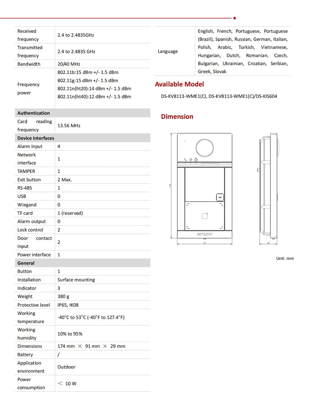 HIKVISION Original Multi-language POE Video intercom KIT,include DS-KV8113-WME1(C) & DS-KH6350-WTE1 & PoE Switch Spy-shop.com