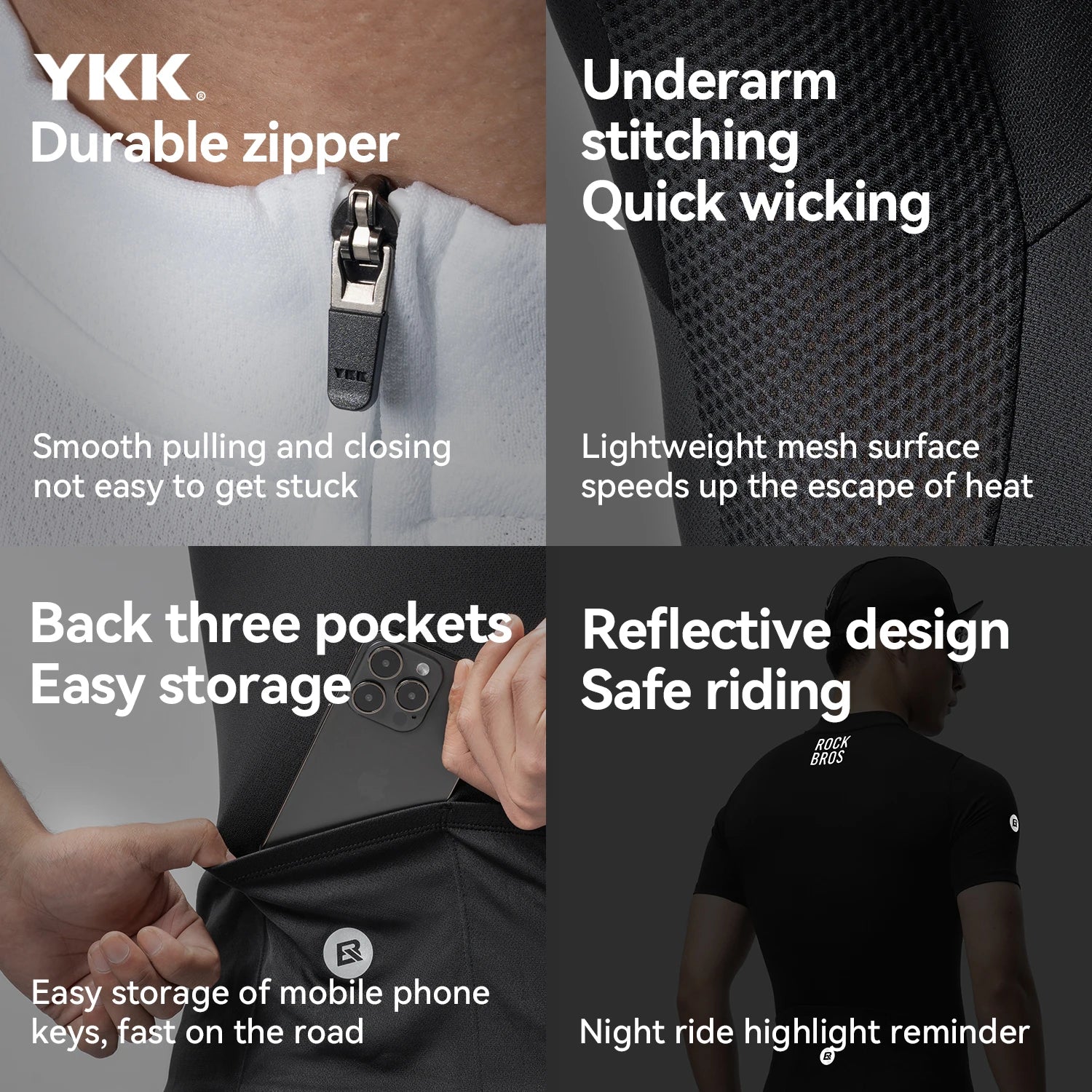 Breathable Quick-Dry Cycling Jersey Sleeveless Full-Zip Sport Shirt