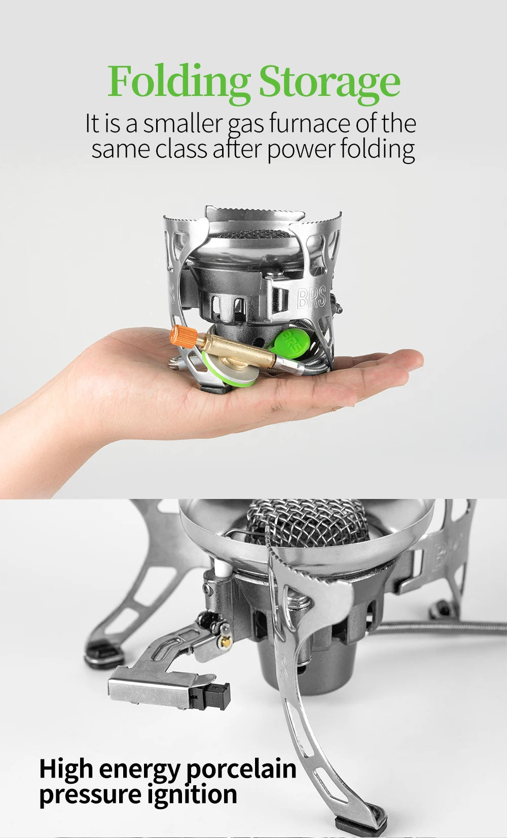 BRS-15 Windproof Foldable Gas Stove with Electronic Ignition