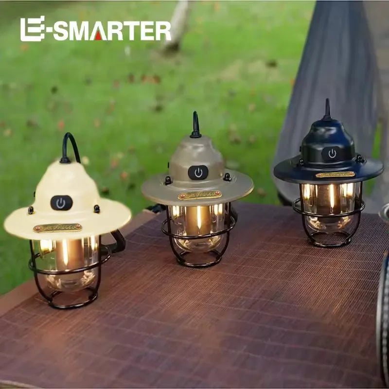 Retro Rechargeable Camping Lantern and Rope Option