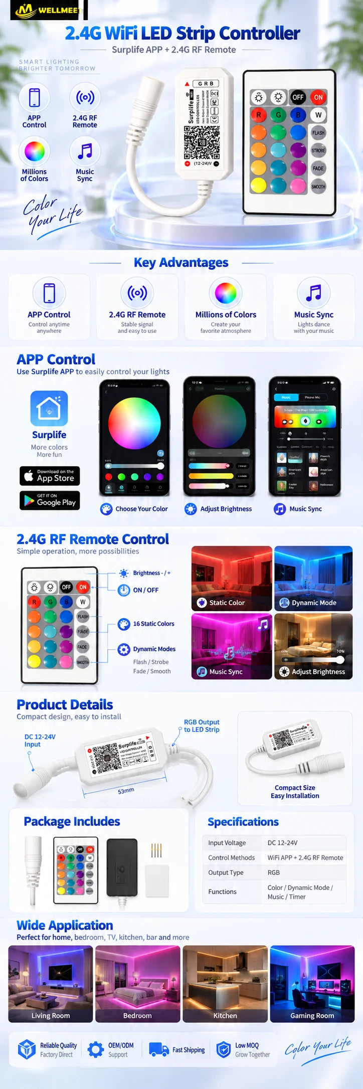 WLAN/Bluetooth-LED-Streifencontroller - RGB/RGBW
