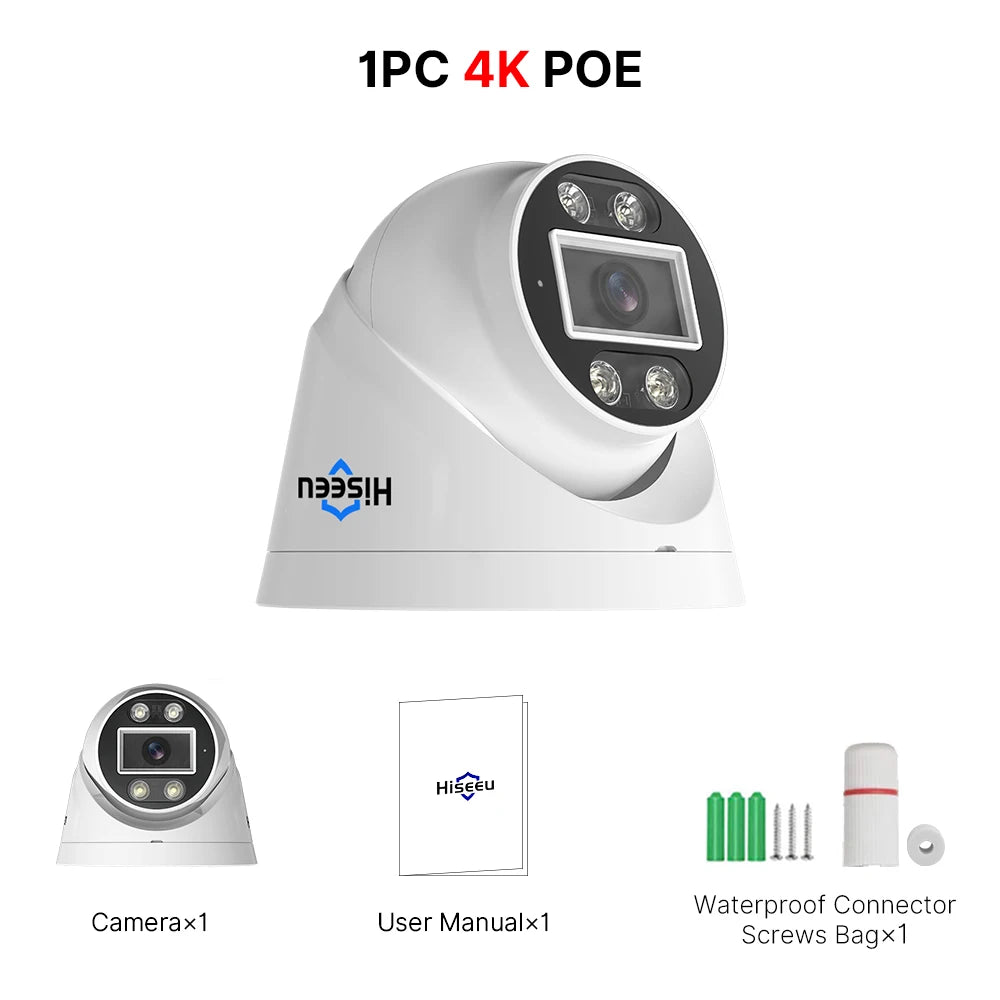 4K PoE Dome Security Camera with Face Detection