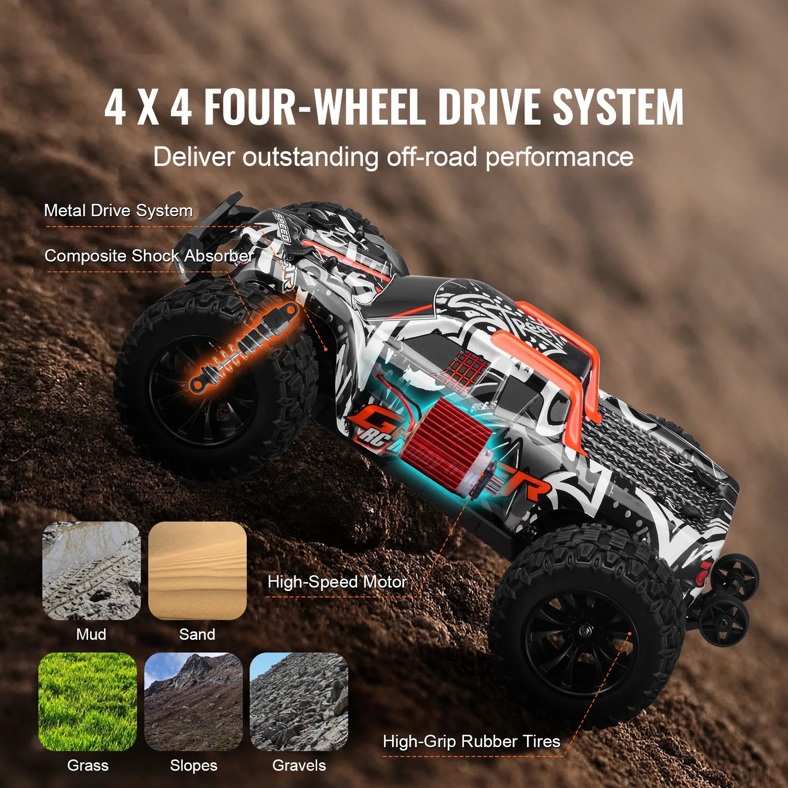 1:14 4WD RC Off-Road Lastbil 38KM/H Höghastighets Driftingbil