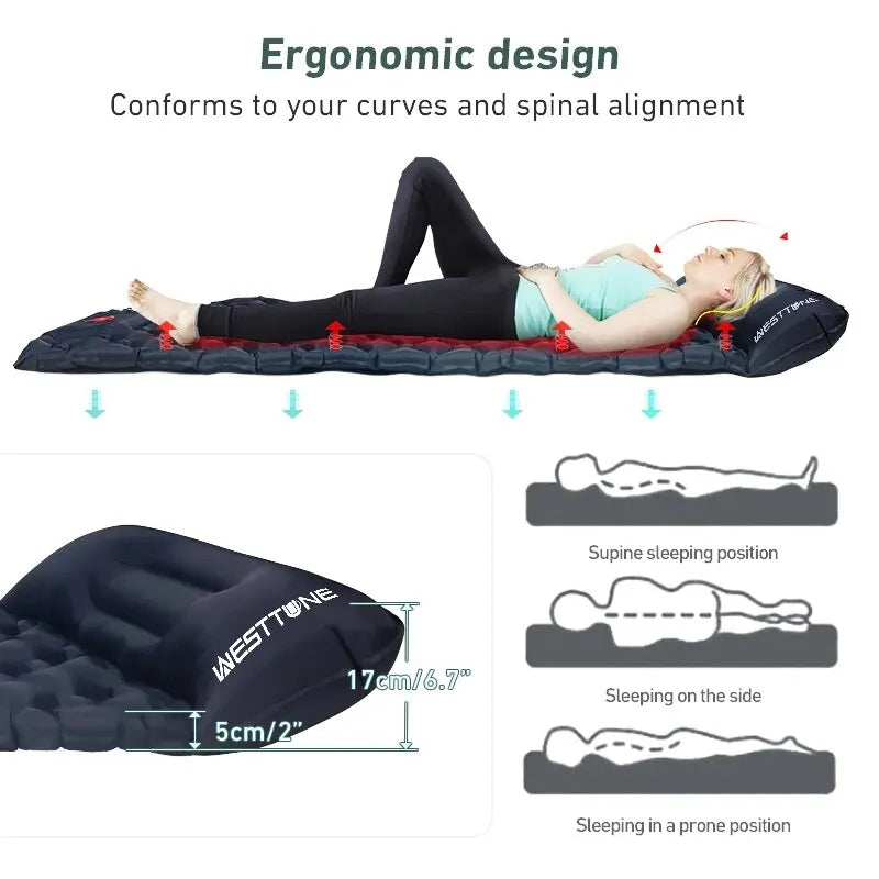 Camping Inflatable Mattress with Built-In Pump and Pillow