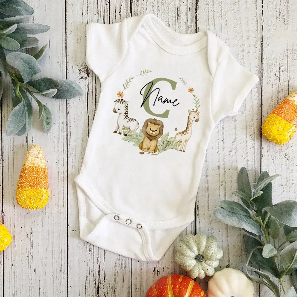 Gepersonaliseerd Safari-initiaal Baby Body