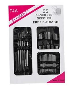 55 Pieces Stainless Steel Big Eye Hand Sewing Needles Set with Different Sizes for Sewing Needlework Embroidery Needles 