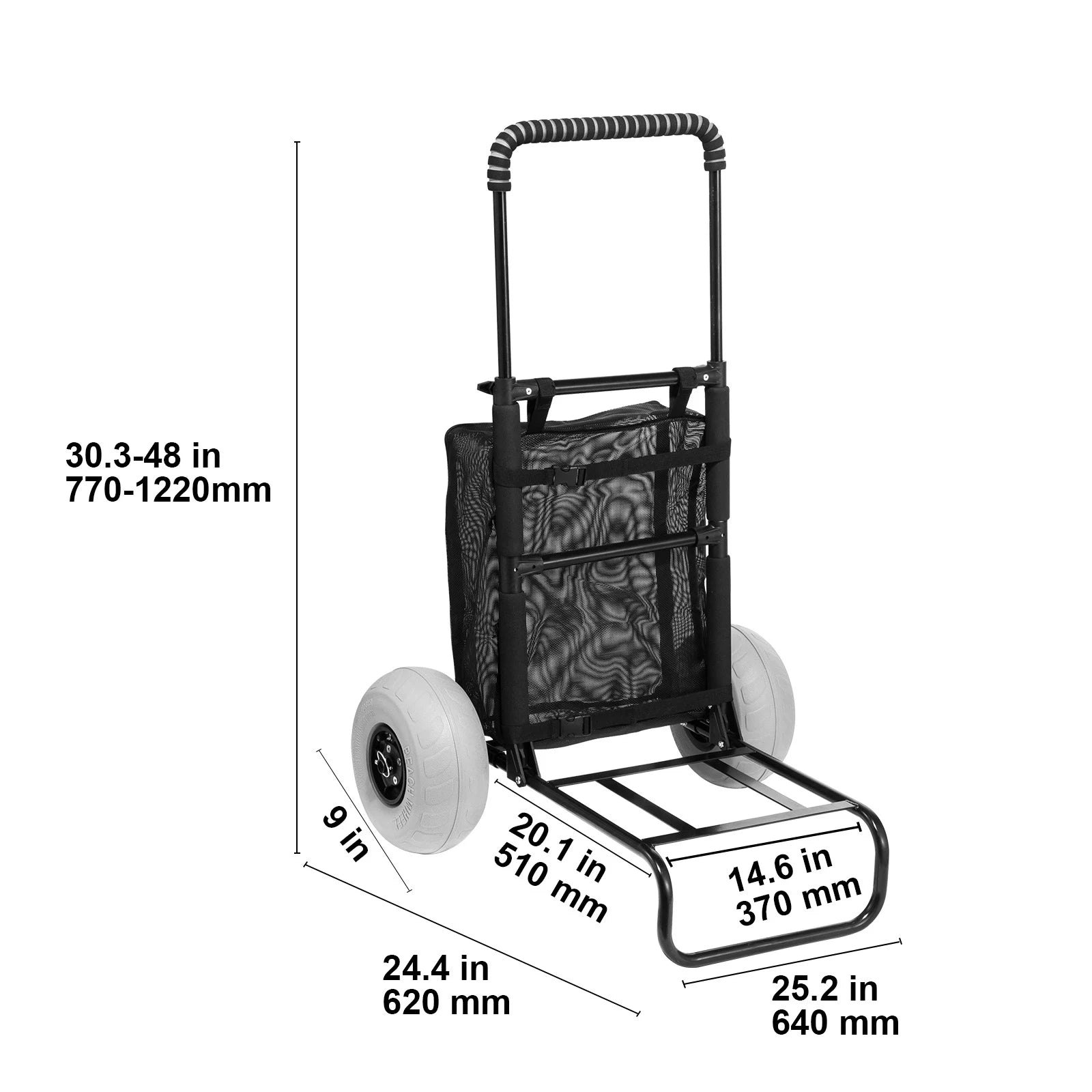 Beach Dolly Cart with Balloon Wheels 165LB Foldable Sand Wagon