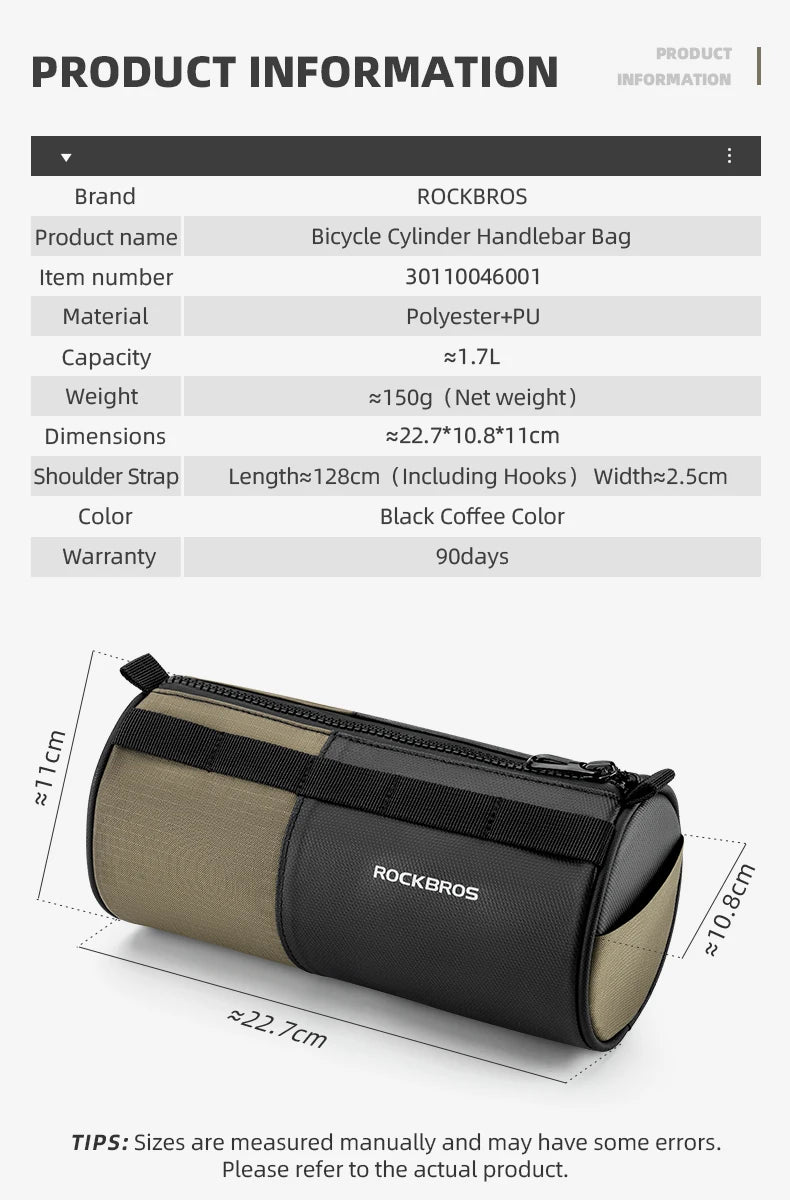 Reflective Bicycle Handlebar Bag, 1.7L Rainproof Front Bag