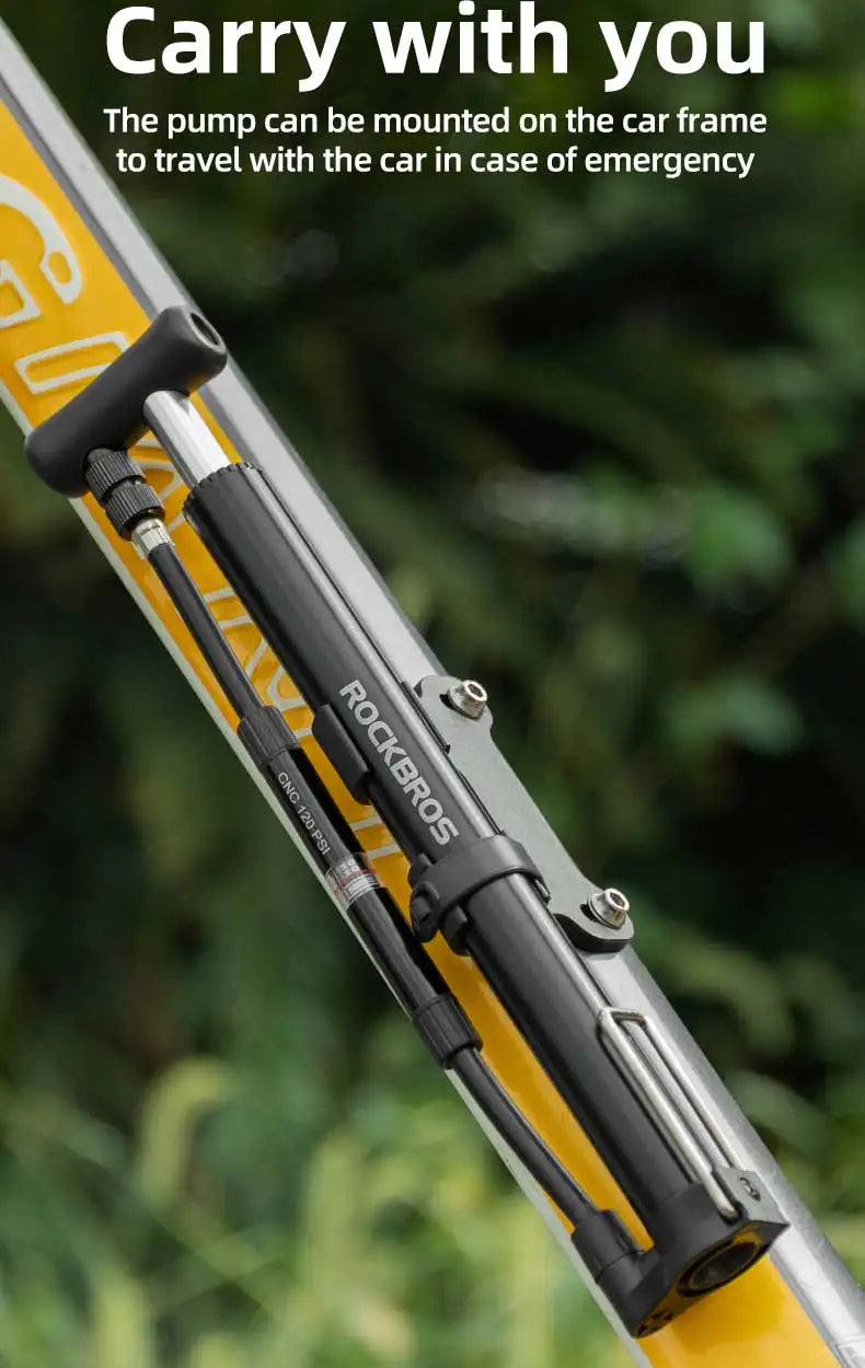 Pompa bici portatile 120 PSI con manometro per valvole Presta e Schrader