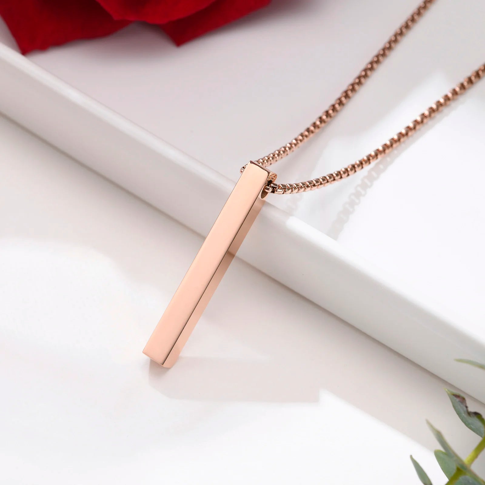 Vnox 5mm Pillar Necklace for Men Women, Stainless Steel 3D Bar Pendant, Minimalist Simple Casual Unisex Neck Collar 