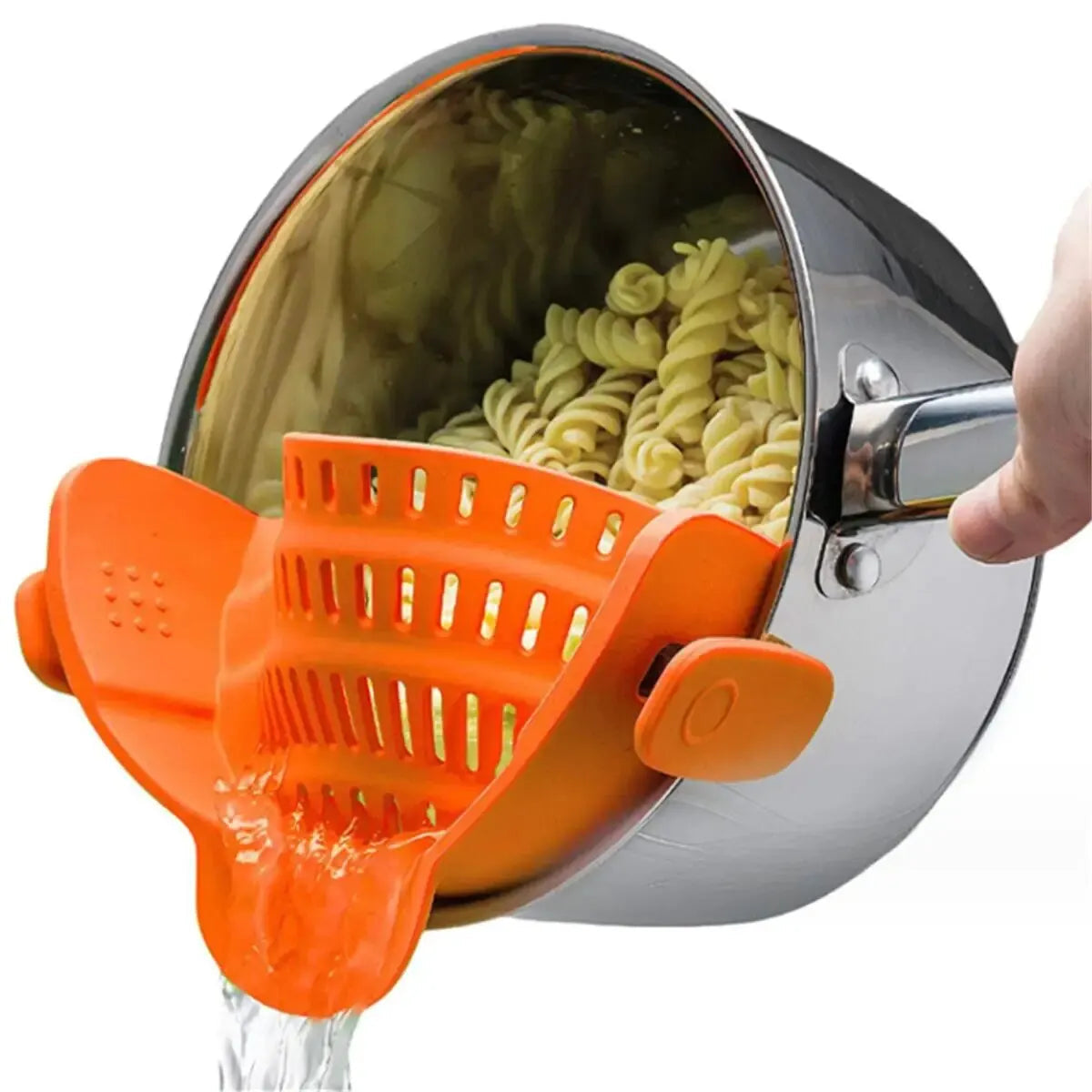 1pc Adjustable Silicone Clip-On Strainer for Pots, Pans, and Bowls - Handheld Drainer for Noodles, Pasta 