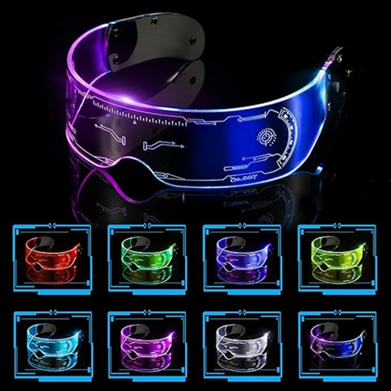 LED Luminous Futurist Cyberpunk Glasses LED Light Up Glasses cool cyberpunk glasses for man women cospaly supplies 