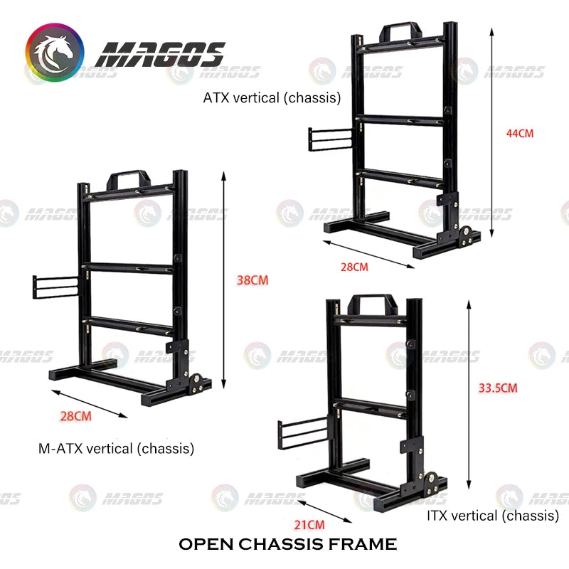 Open Frame Aluminum PC Case for ITX/MATX/ATX Builds