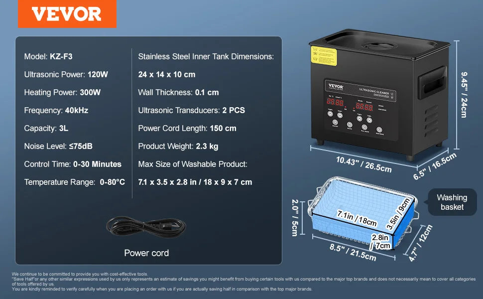 Ultrasonic Cleaner 2L–15L with Timer for Deep Precision Cleaning