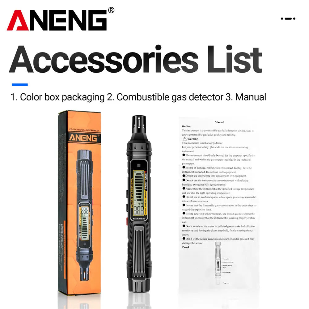Détecteur de fuite de gaz combustible ANENG GN805
