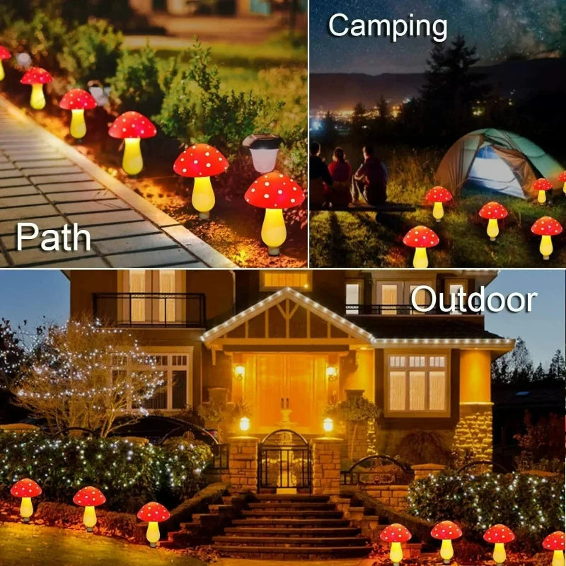 Luces solares de jardín con forma de seta, 8, 12 o 20 LED