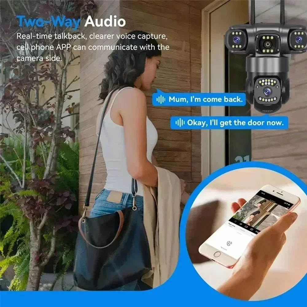 12MP 6K HD Outdoor Surveillance Camera Triple Lens WiFi Waterproof Night Vision