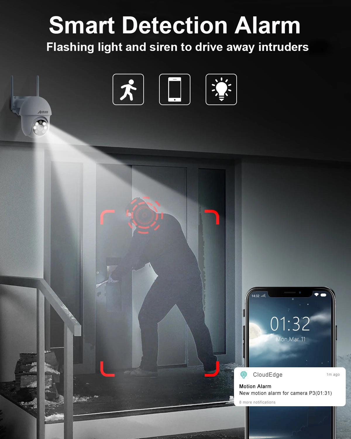 5MP Wired WiFi Security Camera with Auto Tracking, Two-Way Audio, IP66