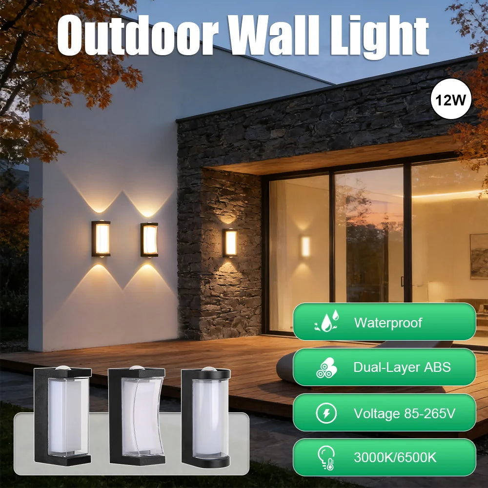 Applique da esterno LED da 12 W, IP65, tre forme del paralume