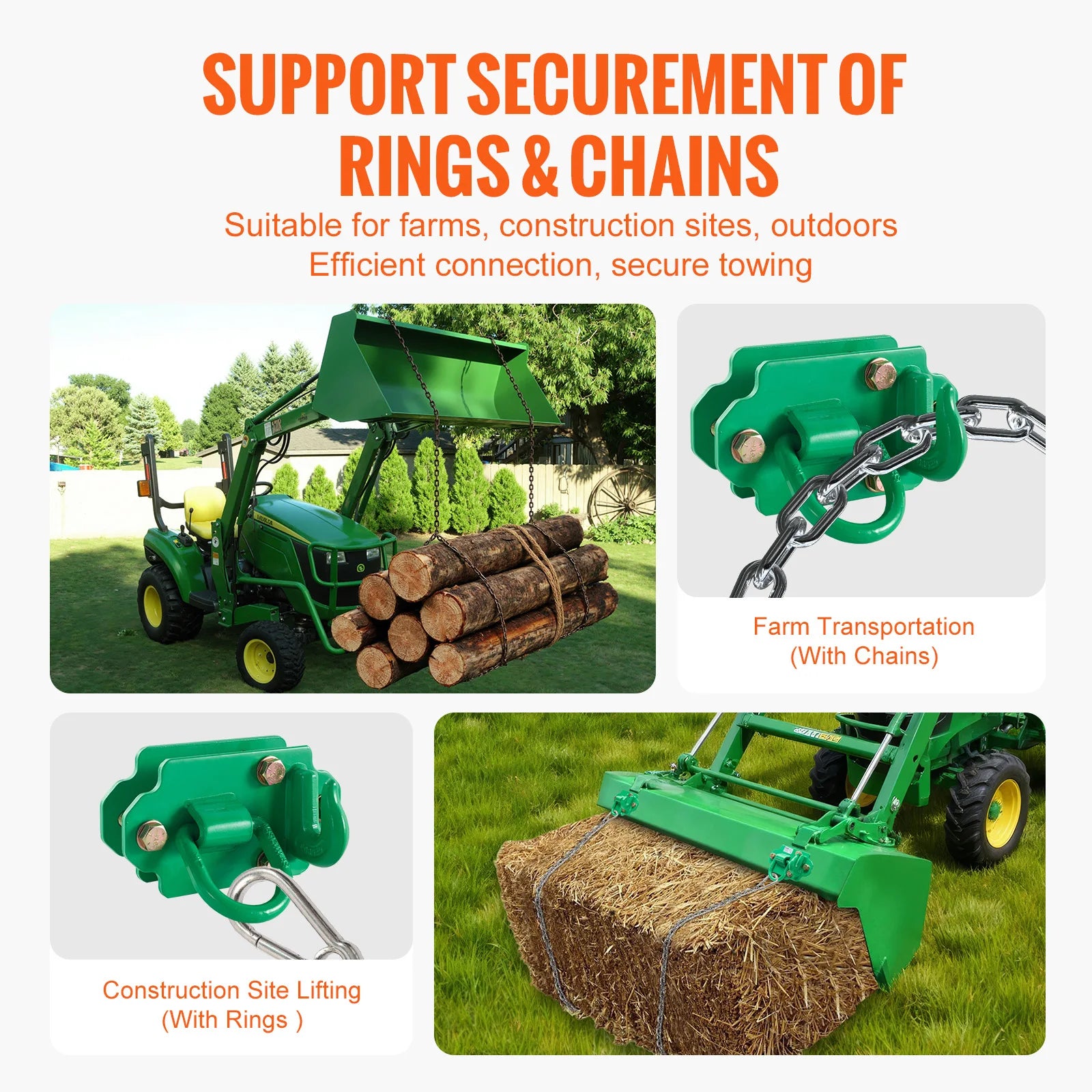 Heavy-Duty Tractor Bucket Hooks 2 Pack 12000–15000 lbs Capacity