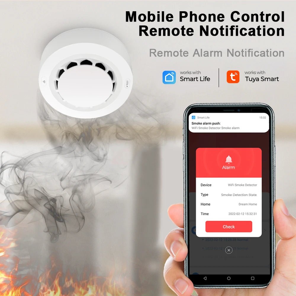 Tuya Smart Smoke Detector for WiFi or Zigbee Home Safety