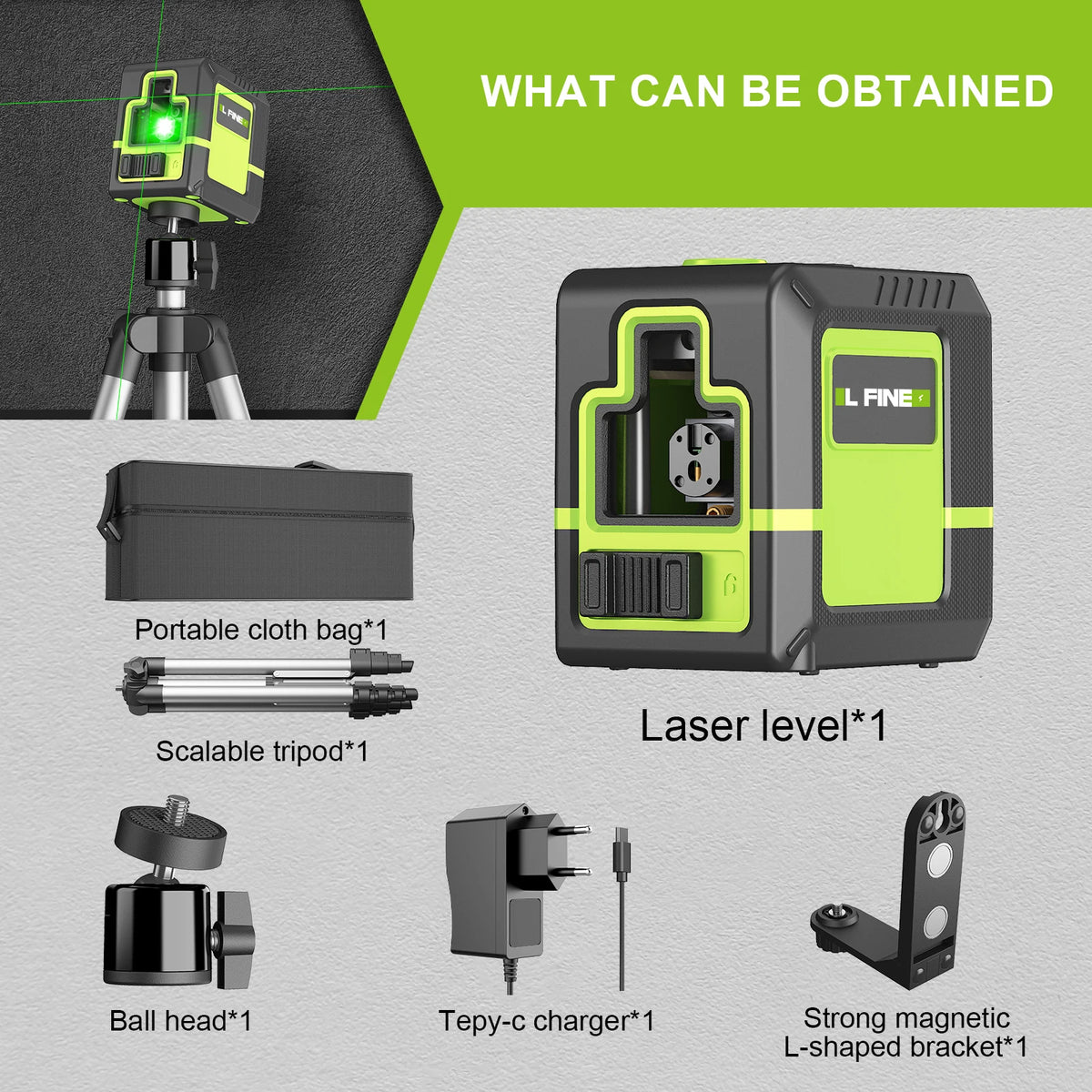 Self-Levelling Green Cross-Line Laser - Kit Options