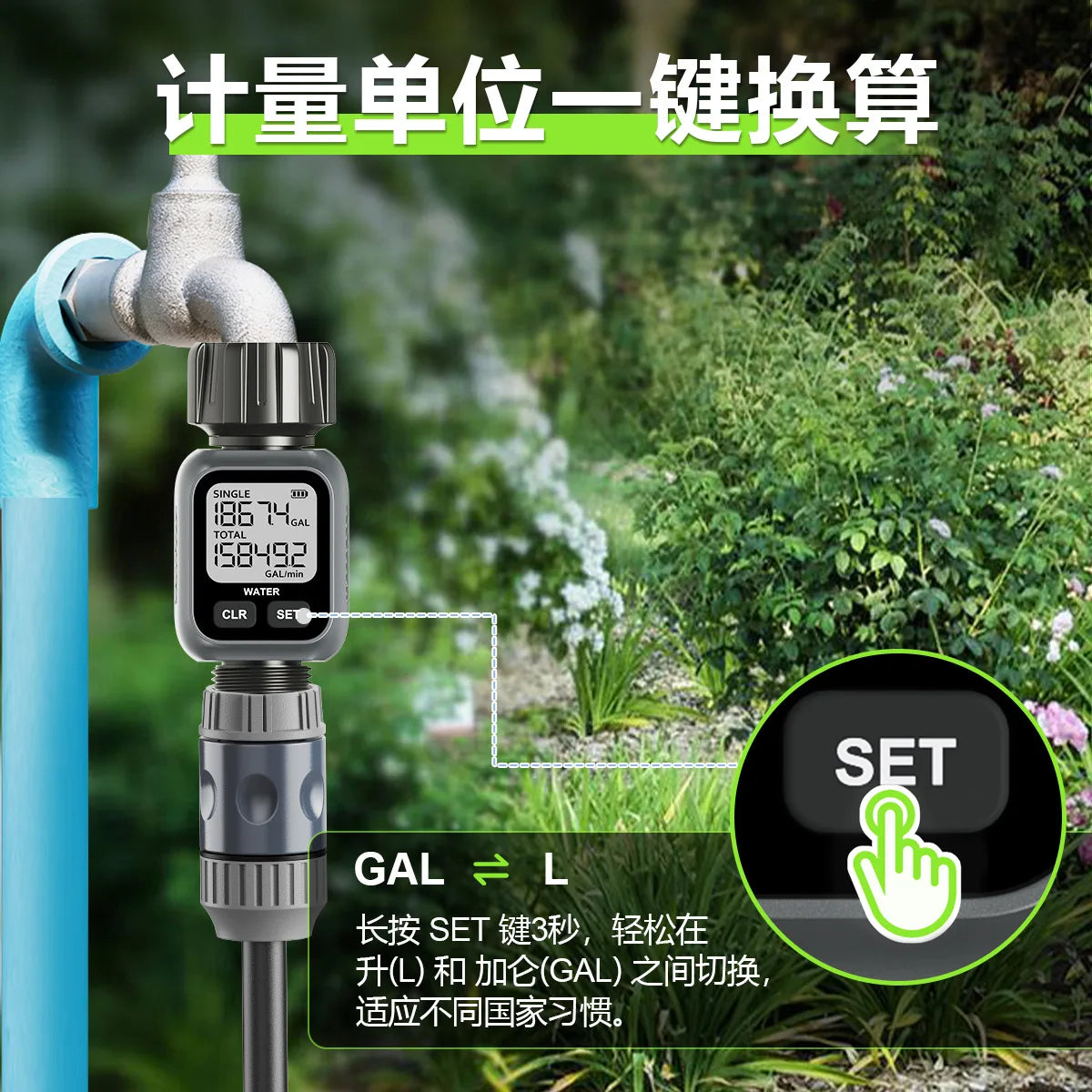 Garden Hose Water Flow Meter with Four Modes
