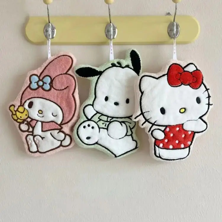 Sanrio Coral Fleece Hand Towel – Hello Kitty, My Melody & Pochacco 🐱 