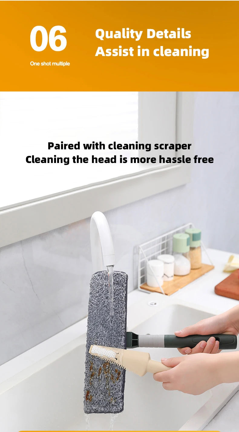 72-226CM Extended Window Cleaning Tool Glass Cleaner Mop with Silicone Scraper Window Cleaning Brush Household Cleaning Tools 