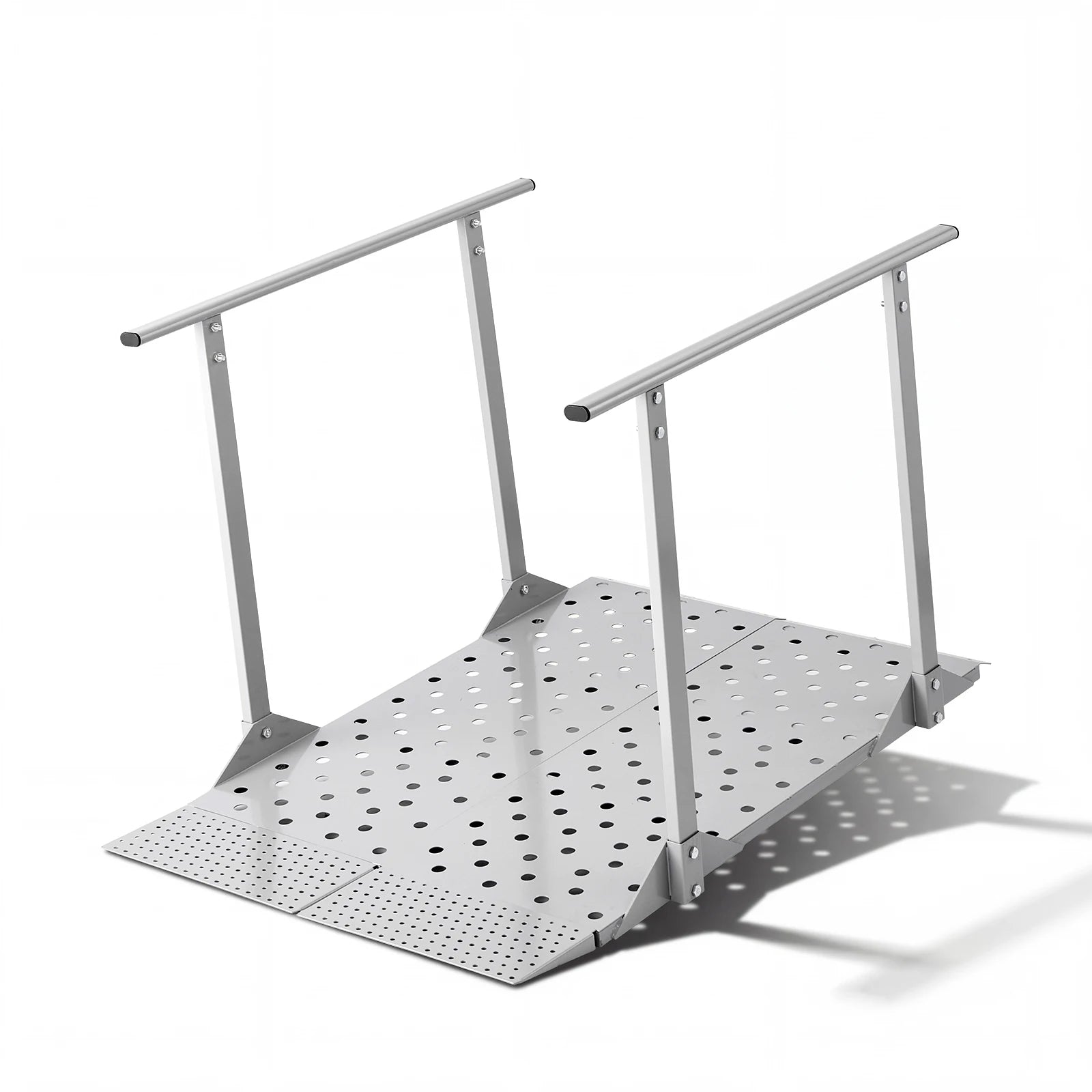 SucceBuy 440LBS Wheelchair Ramp 44.9x33.5in with Handrails Aluminum Handicap Ramp Portable Threshold Ramps for Home Steps Stairs