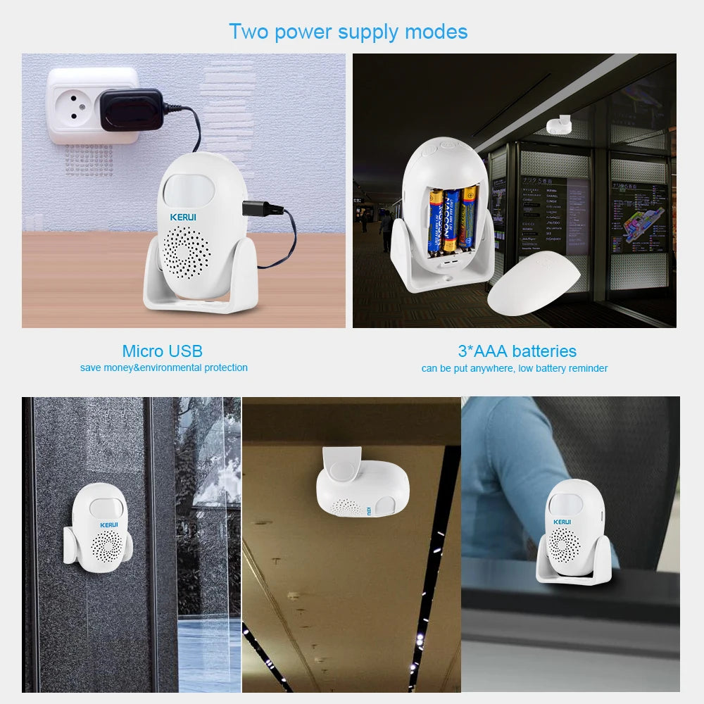 KERUI Wireless PIR Motion Sensor Alarm Welcome Chime Alarm Mode and Welcome Mode Infrared Motion Detector 11 Countries Language