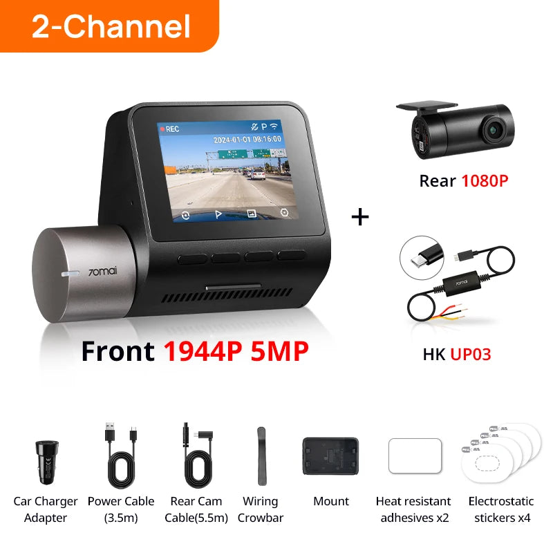 1944P HDR GPS Dash Cam with ADAS and Optional Rear Camera