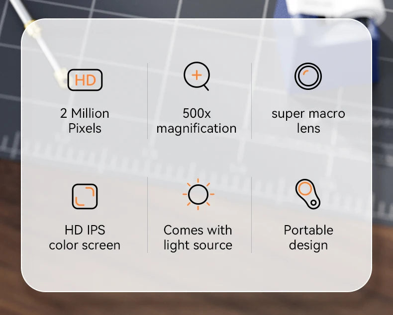 2.0inch 500X Digital Microscope 1080P Video Coin Microscopio with Magnifying Glass Wiht 8Leds for Electronics Repair Windows/Mac 