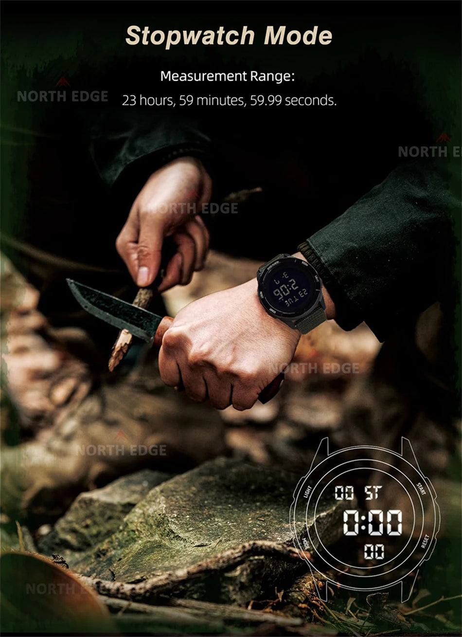 NORTH EDGE 2026 TERRAX Herrenuhr Digitaluhr Outdoor-Sport Schwimmen Wasserdicht 50M Stoppuhr Countdown Elektronische Uhr Für Herren