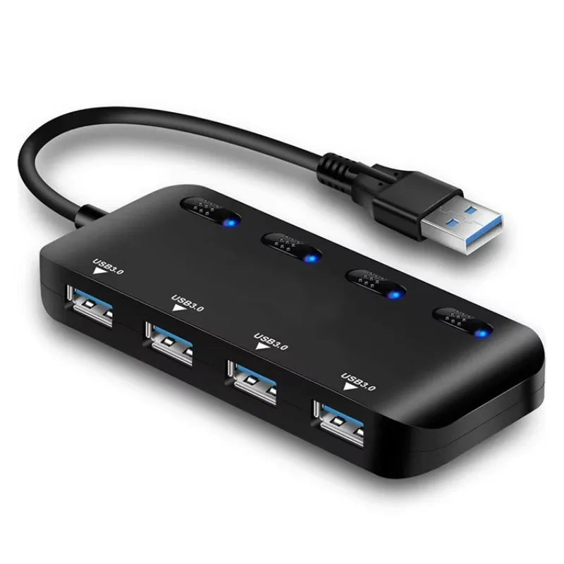 4-Port USB Hub with Individual On/Off Switches